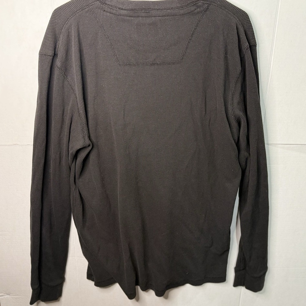 Timberland Men's Large Waffle Knit Long Sleeve T-Shirt Dark Gray Thermal Top - Picture 3 of 7